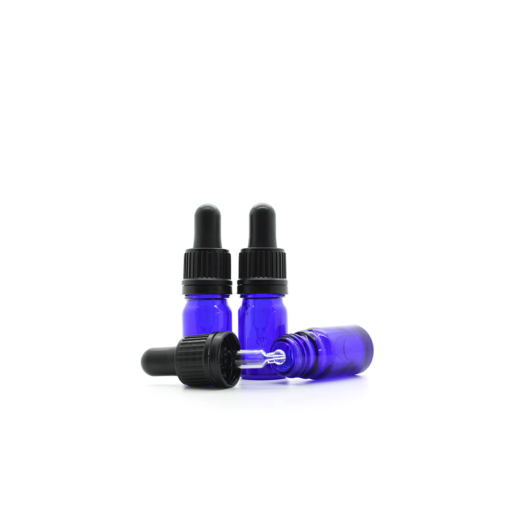 5ml Blue Moulded Glass Dropper Bottle with Tamper Evident Cap 