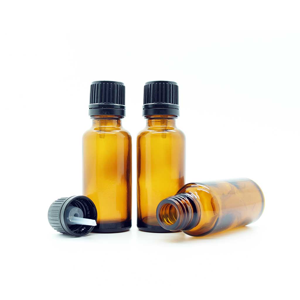 25ml Amber Moulded Pourer Restrictor Bottle with Tamper Evident Cap