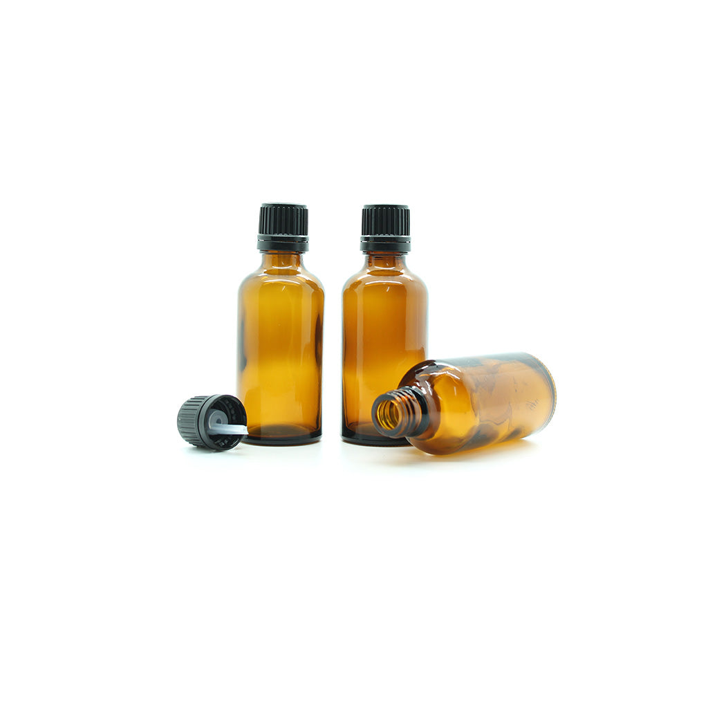 50ml Amber Moulded Glass Pourer Restrictor Bottle with Tamper Evident Cap